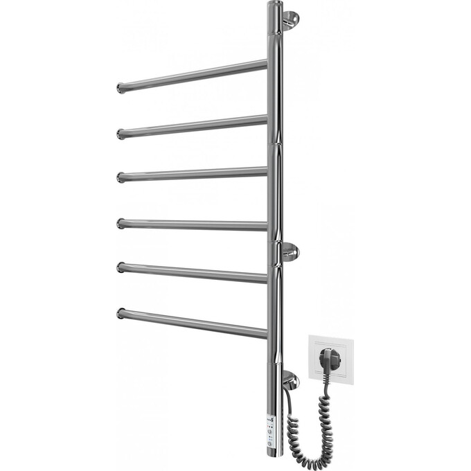 Электрический полотенцесушитель Mario Веер-I TR 2.3.0408.11.P (4820111355617, 800x445, хром/черный матовый, с таймером), фото 