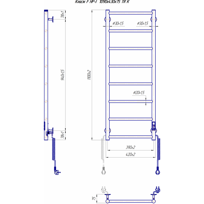 Электрический полотенцесушитель Mario Классик F НР-I TR K 2.3.0704.10.Р (4820111357130, 1090x430, хром/сатин/белый глянец/черный матовый/графит/золото/бронза, универсальный, с таймером), фото 7