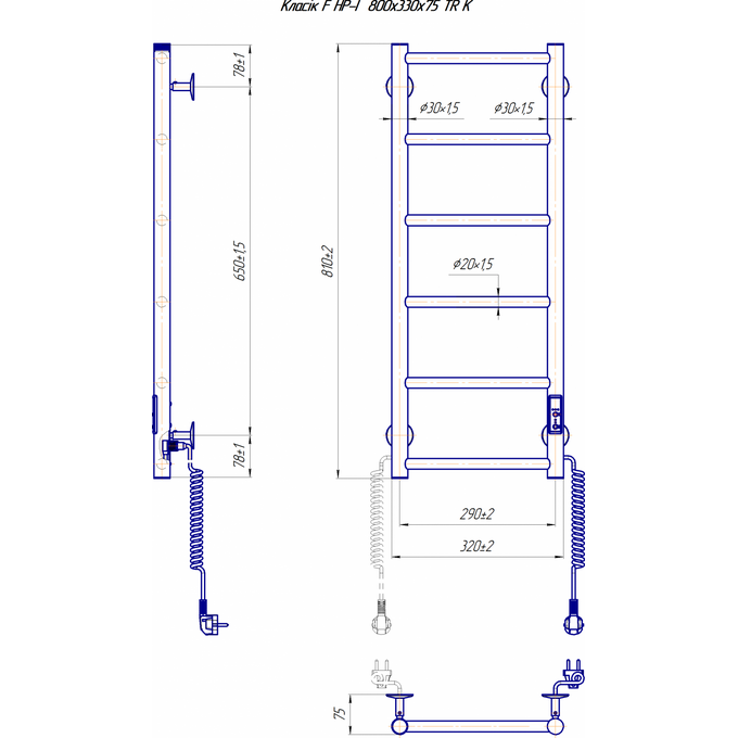 Электрический полотенцесушитель Mario Классик F НР-I TR K 2.3.0701.10.Р (4820111357116, 800x330, хром/сатин/белый глянец/черный матовый/графит/золото/бронза, универсальный, с таймером), фото 7