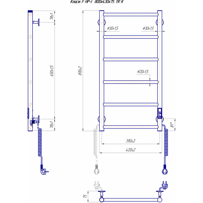 Электрический полотенцесушитель Mario Классик F НР-I TR K 2.3.0702.10.Р (4820111357123, 800x430, хром/сатин/белый глянец/черный матовый/графит/золото/бронза, универсальный, с таймером), фото 7