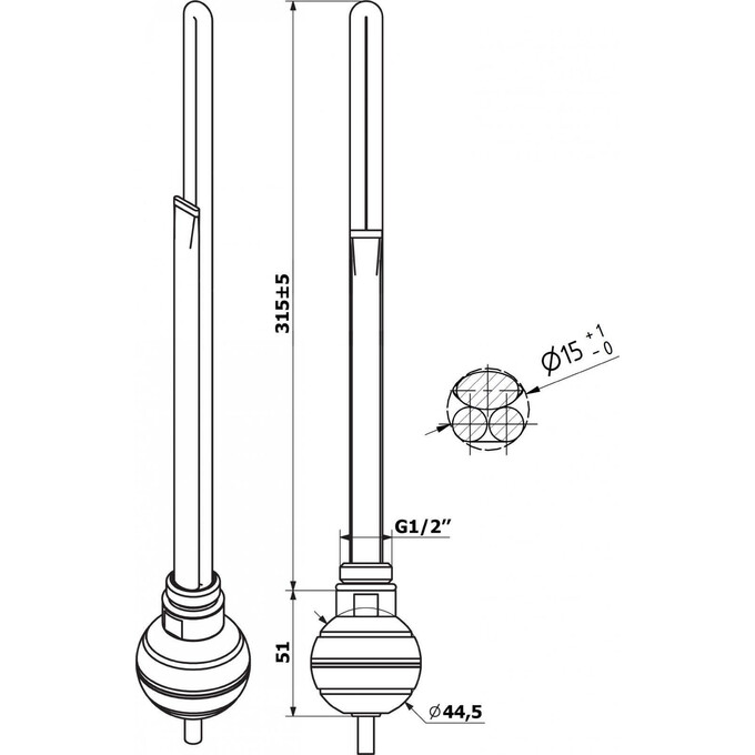 ТЭН для полотенцесушителя Mario REG 120W 5.0.2001.0.P (4820111356508, 120 Вт, Max 60° С), фото 7