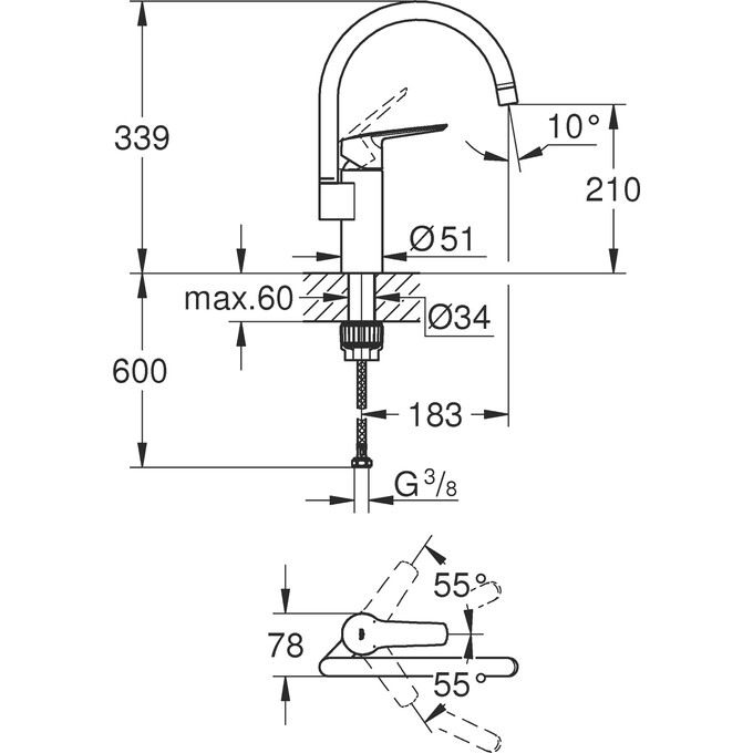 Смеситель для мойки Grohe QuickFix Start 30469000, Цвет производителя: хром, фото 9