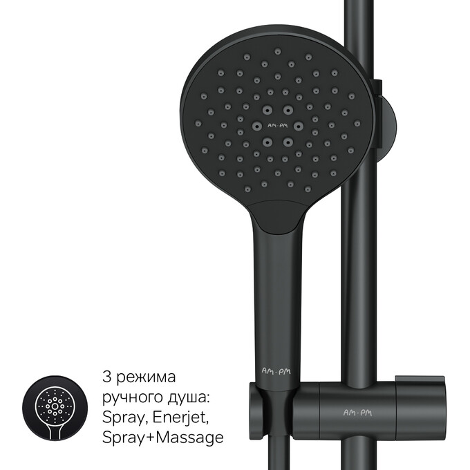 Термостатическая душевая система Am.Pm Like F0780522 (черная матовая), фото 16