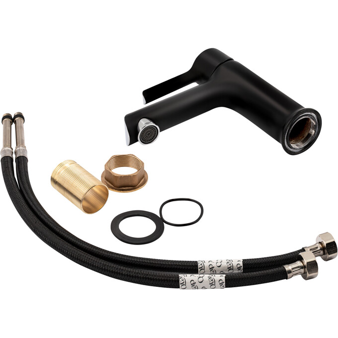 Комплект смесителей для ванной комнаты Qtap Grand (QTGRABCR001F+QTGRABCR006, черный/хром), фото 10