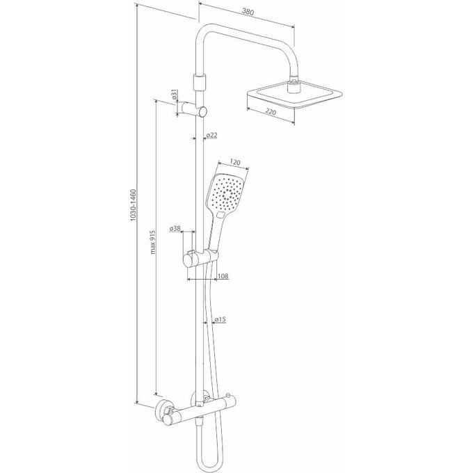 Термостатическая душевая система Damixa Option DX218092300 (черная матовая), фото 6