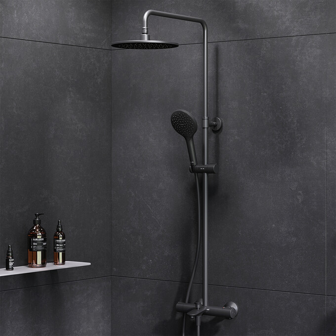 Термостатическая душевая система Am.Pm Like F0780522 (черная матовая), фото 2