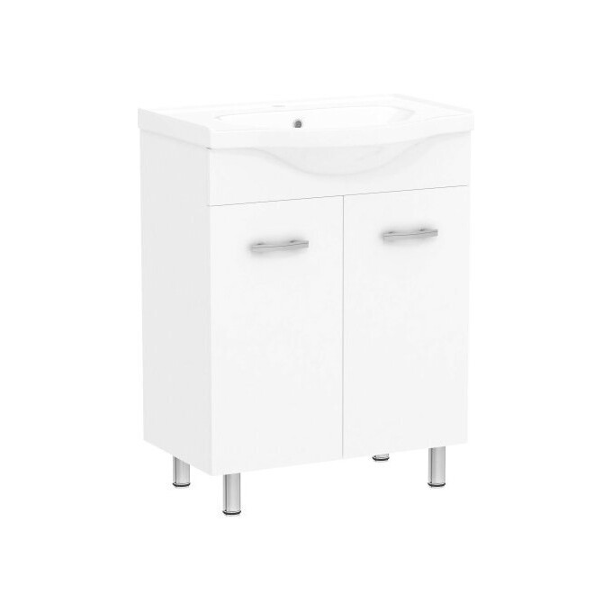 Тумба с раковиной RJ Lotus-L RJFU007-0165WHSET (RJFU007-0165WH+RZJ201, 62 см, белая, напольная), фото 