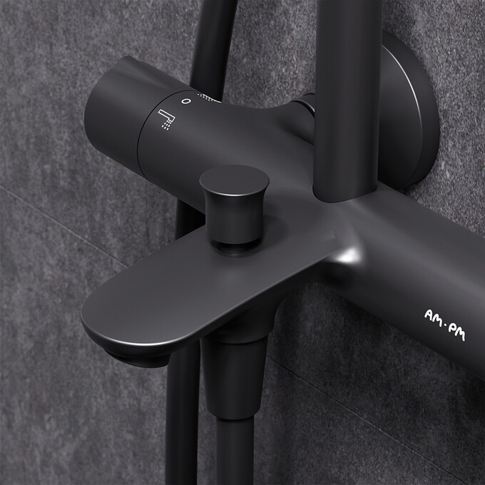 Термостатическая душевая система Am.Pm Like F0780522 (черная матовая), фото 5