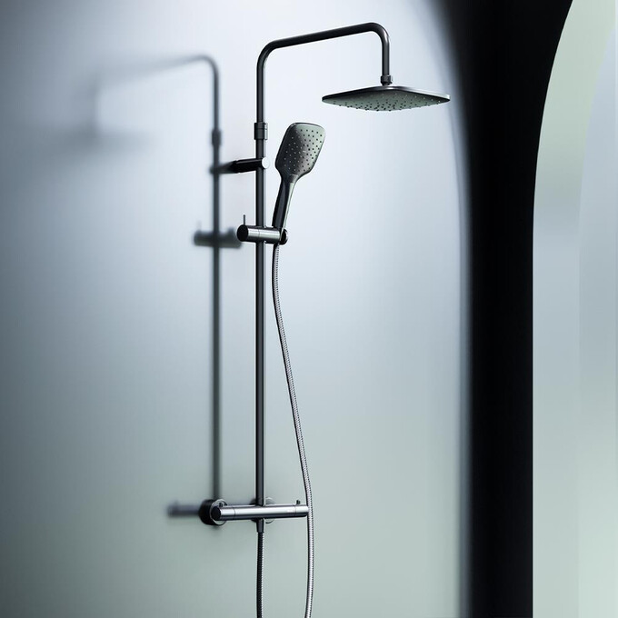 Термостатическая душевая система Damixa Option DX218092300 (черная матовая), фото 2