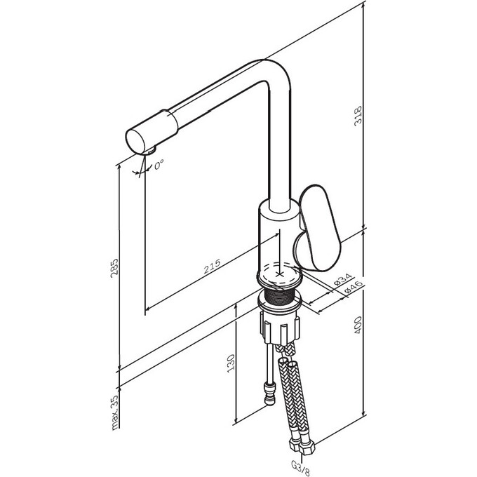 Смеситель для кухни на две воды Am.Pm Like F8005722 (черный матовый), Цвет производителя: черный, фото 13
