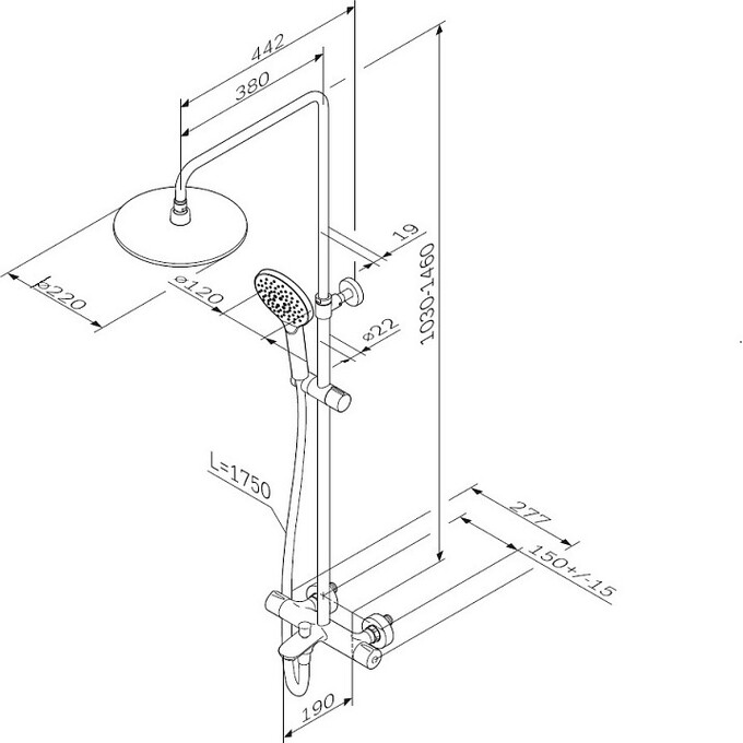 Термостатическая душевая система Am.Pm Like F0780522 (черная матовая), фото 17