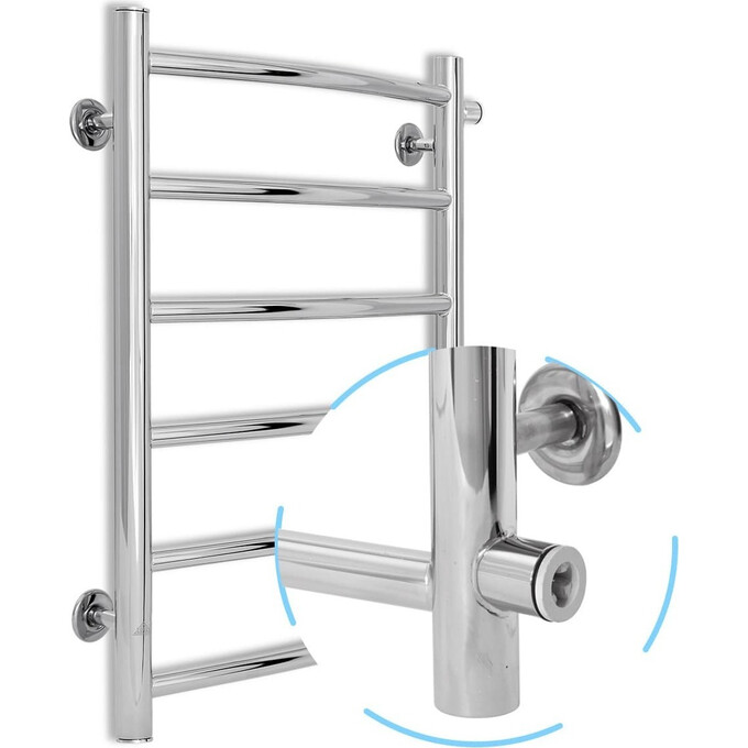 Водяной полотенцесушитель Laris Классик П6 71207591 (400x600, хром/белый/черный/золото/бронза, боковое подключение), фото 