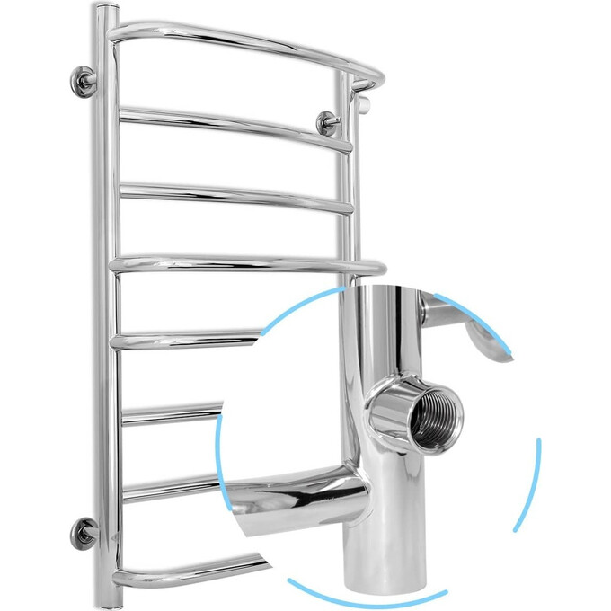 Водяной полотенцесушитель Laris Евромикс П8 71207368 (500x800, хром/белый/черный/золото/бронза, боковое подключение), фото 