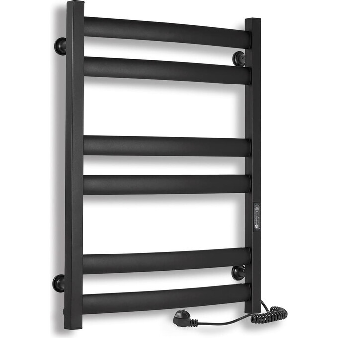 Электрический полотенцесушитель Laris Зебра Атлант ЧКЧ6 R3 73207618 (500x700, черный матовый, правый, с таймером), Доступные размеры: 500 x 700, Цвет производителя: черный матовый, Подключение полотенцесушителя: правое, фото 