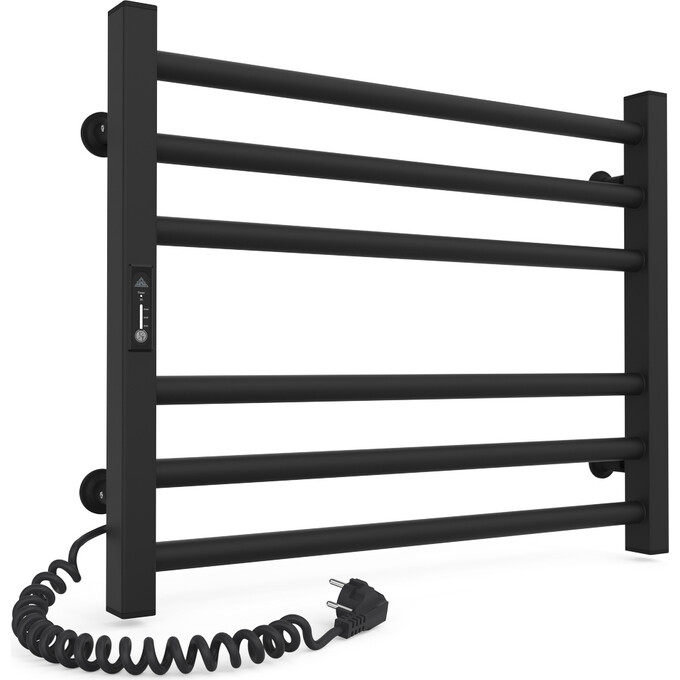 Электрический полотенцесушитель Laris Зебра Альфа-25 ЧК(Ч)6 R3 73207759 (600x500, черный матовый, левый, с таймером), Доступные размеры: 600 x 500, Цвет производителя: черный матовый, Подключение полотенцесушителя: левое, фото 