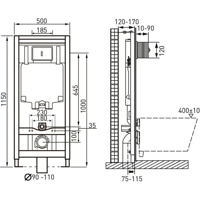 Система инсталляции для унитаза Volle Master 141919 4 в 1 (клавиша смыва, звукоизоляционная прокладка, крепление), фото 5