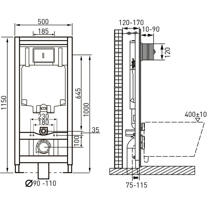 Система инсталляции для унитаза Volle Master 141515 4 в 1 (клавиша смыва, звукоизоляционная прокладка, крепление), фото 4