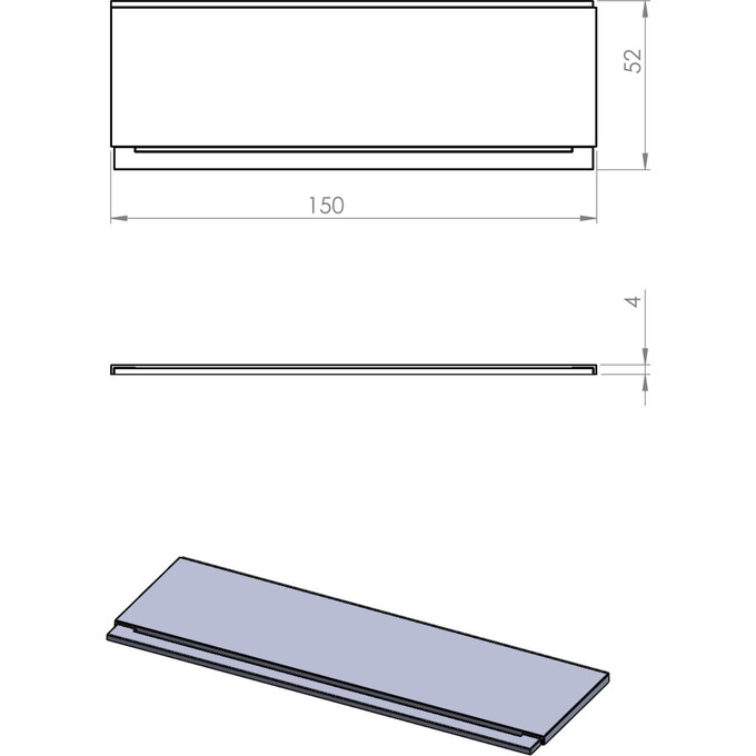 Панель для ванны Damixa Apollo 47WA-150-070W-P (150x52 см, фронтальная), фото 2