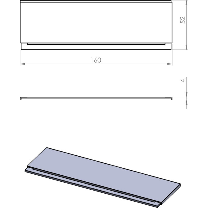 Панель для ванны Damixa Apollo 47WA-160-070W-P (160x52 см, фронтальная), фото 2