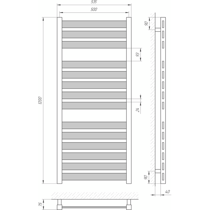 Водяной полотенцесушитель Laris Бонд П14 73207181 (500x1200, хром/белый/черный/золото/бронза), фото 4