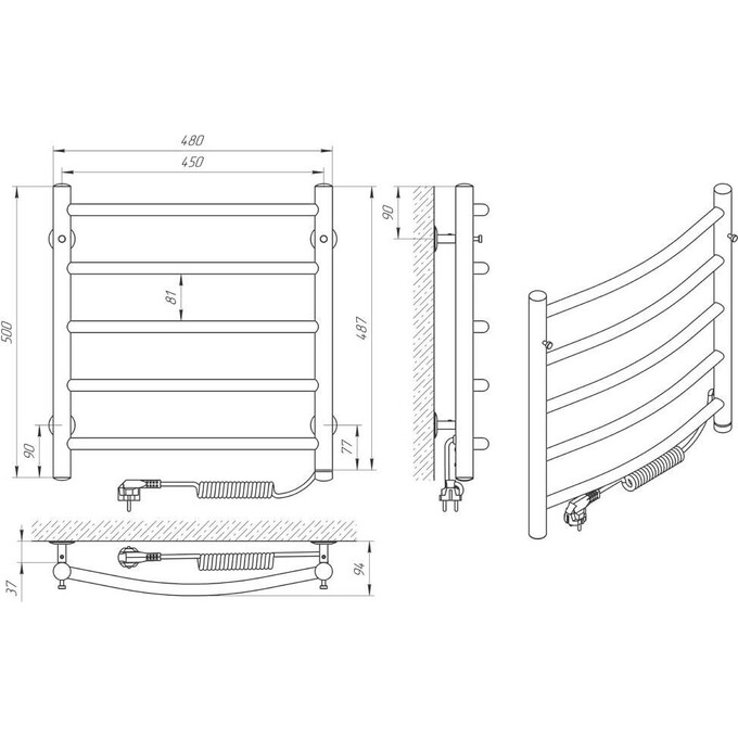 Электрический полотенцесушитель Laris Классик П5 73207722 (450x500, хром/белый/черный/золото/бронза, правый, сенсорный, с таймером), фото 7