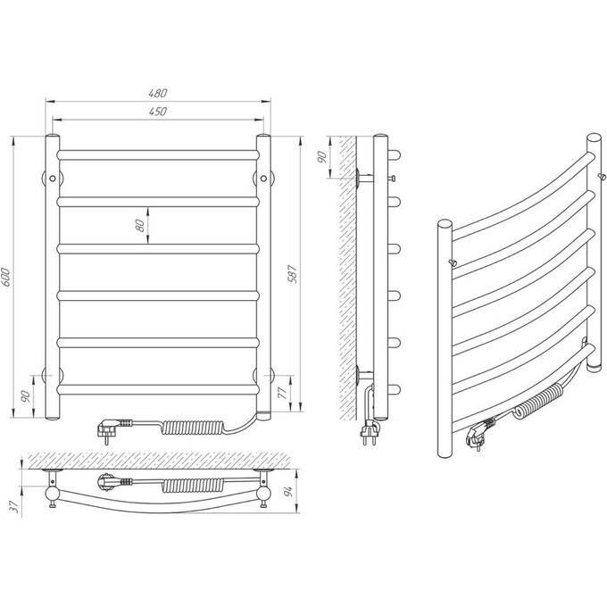 Электрический полотенцесушитель Laris Классик П6 73207724 (450x600, хром/белый/черный/золото/бронза, правый, сенсорный, с таймером), фото 7