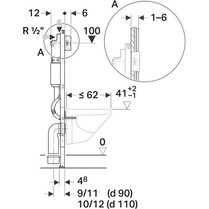Система инсталляции для унитаза Geberit Duofix Delta 458.103.00.1 2 в 1 (с креплением), фото 5