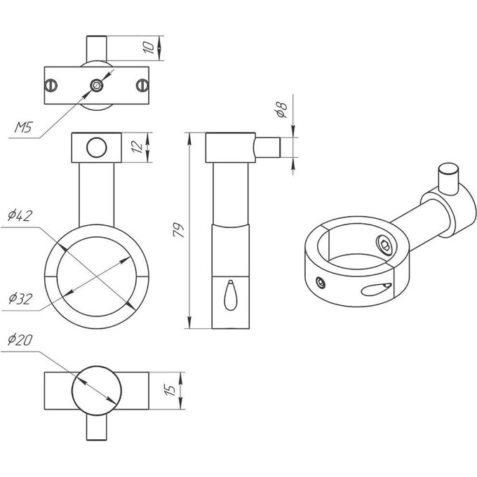 Гачок для рушникосушарки Laris ВКР-01 71401078 (нержавіюча сталь, з кільцем 32 мм), фото , изображение 2