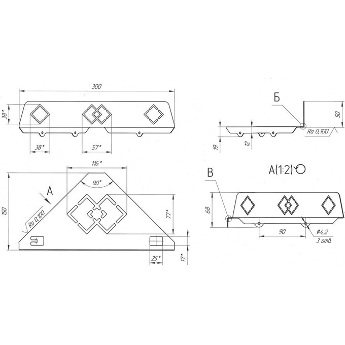 Полка в ванную Laris Retro L 78000009 (30x15 см, настенная, угловая), фото 4