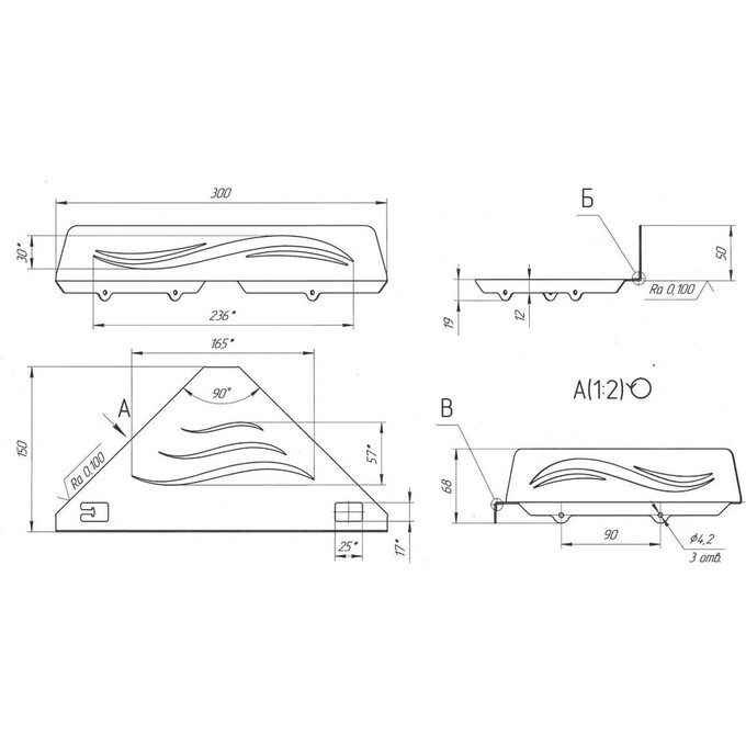 Полка в ванную Laris Wave L 78000006 (30x15 см, настенная, угловая), фото 4