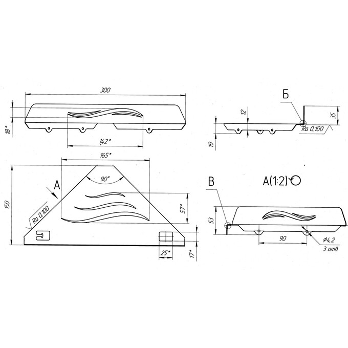 Полка в ванную Laris Wave M 78000007 (30x15 см, настенная, угловая), фото 4