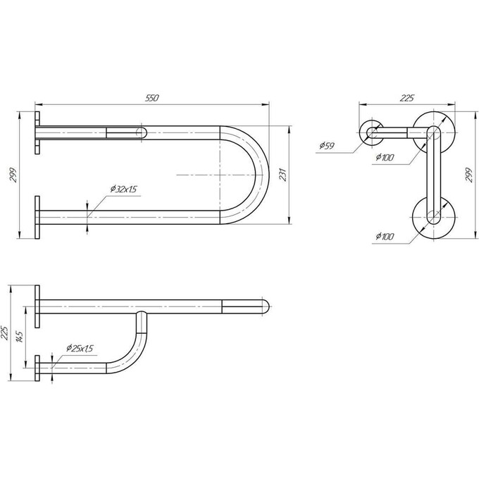 Поручень Laris 42002002 (настінний, з лівим упором), фото , изображение 5