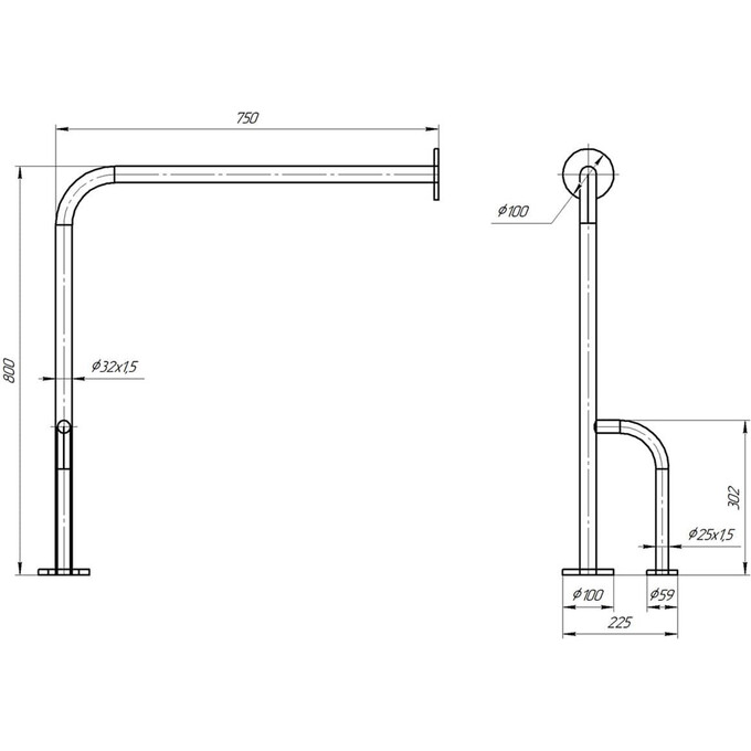 Поручень Laris 42002009 (напольный, с правым упором), фото 6