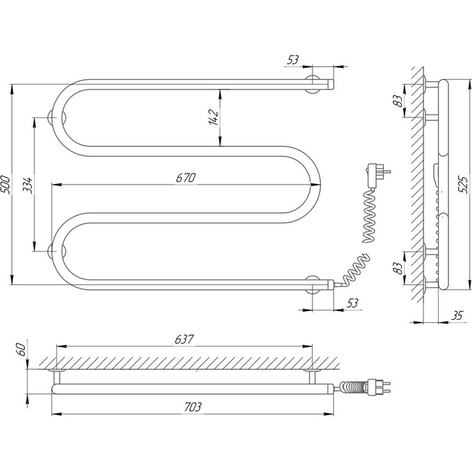 Електрична рушникосушарка Laris Змійовик 25 РС3 73207038 (700x500, права), фото , изображение 4