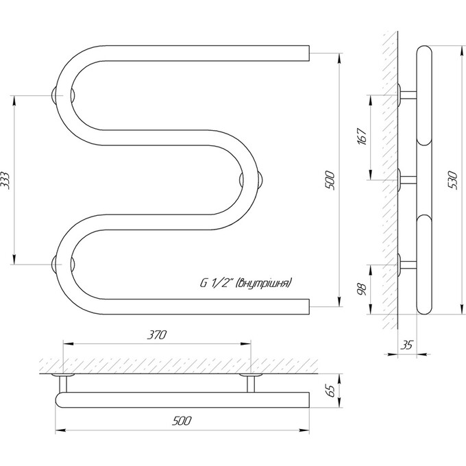 Водяной полотенцесушитель Laris Змеевик 30 РС3 71207210 (500x500), фото 4