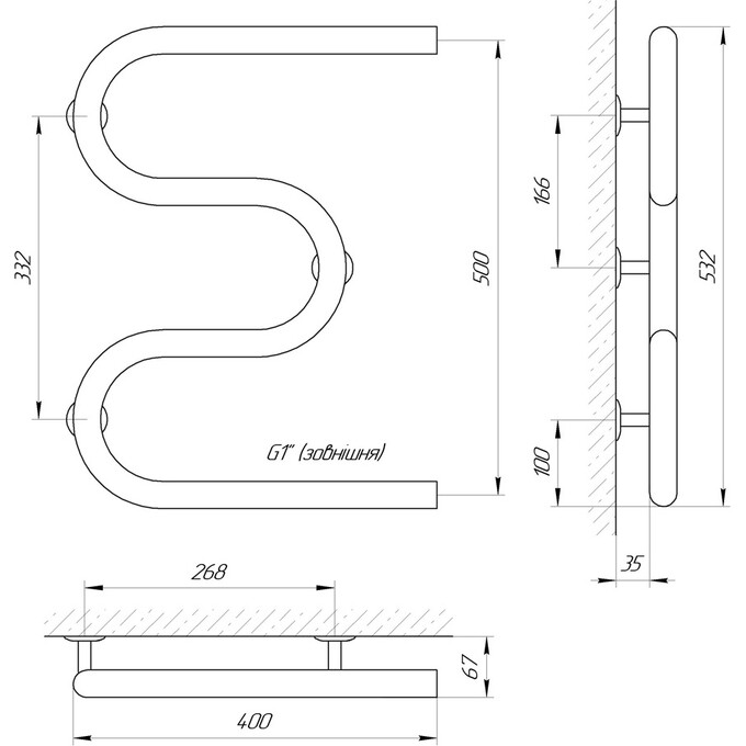 Водяной полотенцесушитель Laris Змеевик 32 РС3 71207198 (400x500, 1"), фото 4