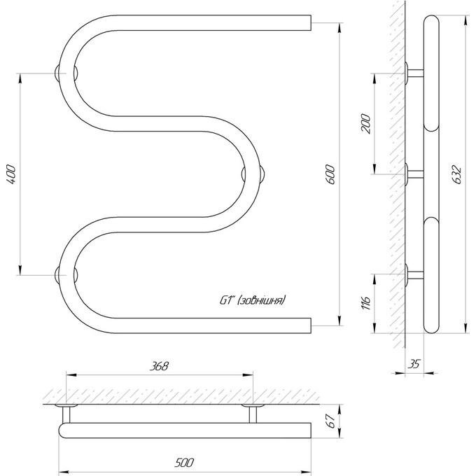 Водяной полотенцесушитель Laris Змеевик 32 РС3 71207218 (500x600, 1"), фото 4