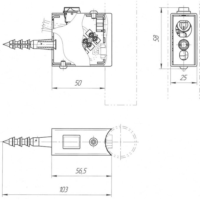 Комплект для скрытого подключения полотенцесушителя Laris 73207634 (для круглой стойки Ø 30 мм, с выключателем), фото 3