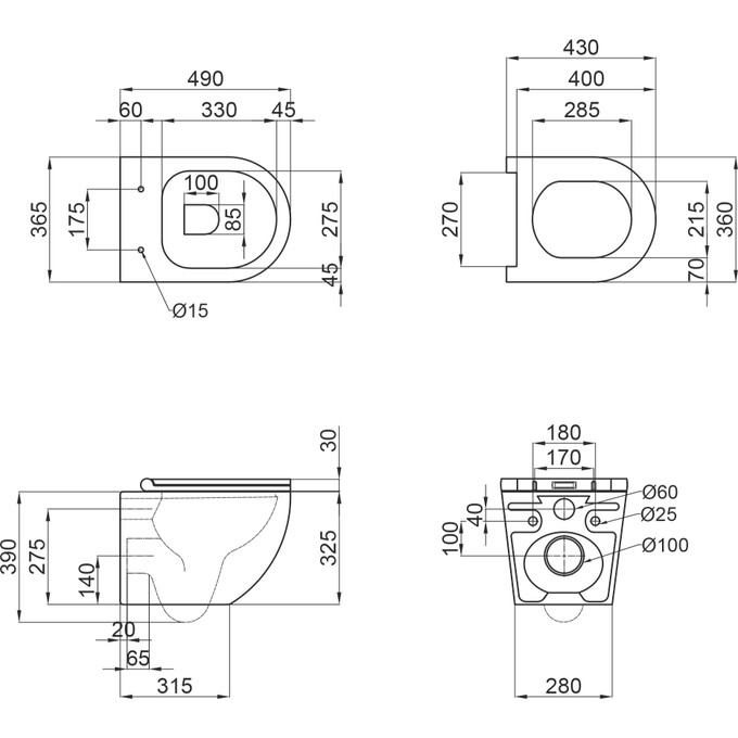 Безободковый подвесной унитаз Qtap Robin QT1333046ENRW (с сиденьем), фото 13