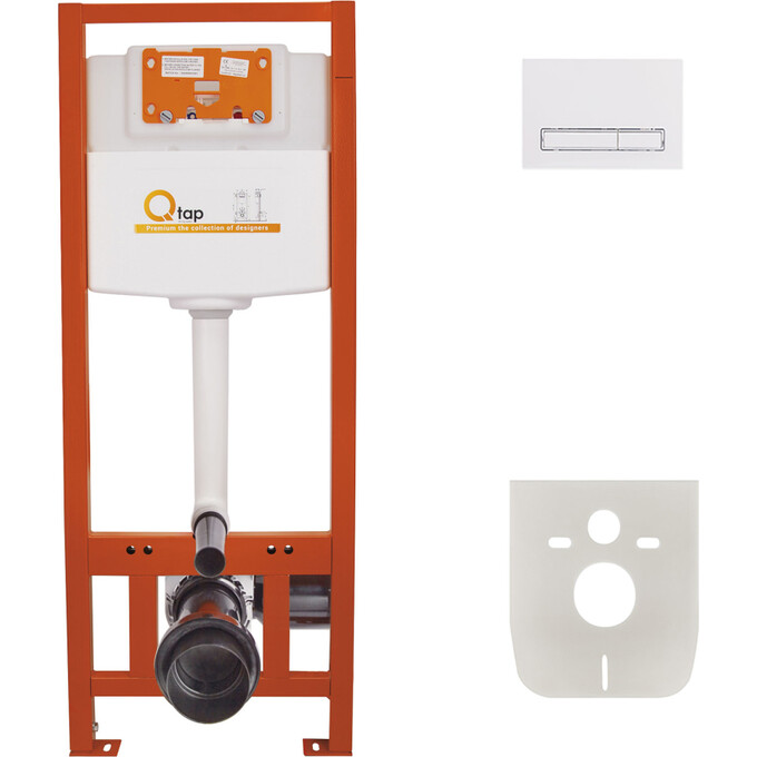 Система инсталляции для унитаза Qtap Nest ST QT0133M425M08V1384W 4 в 1 (клавиша смыва, звукоизоляционная прокладка, крепление), фото 