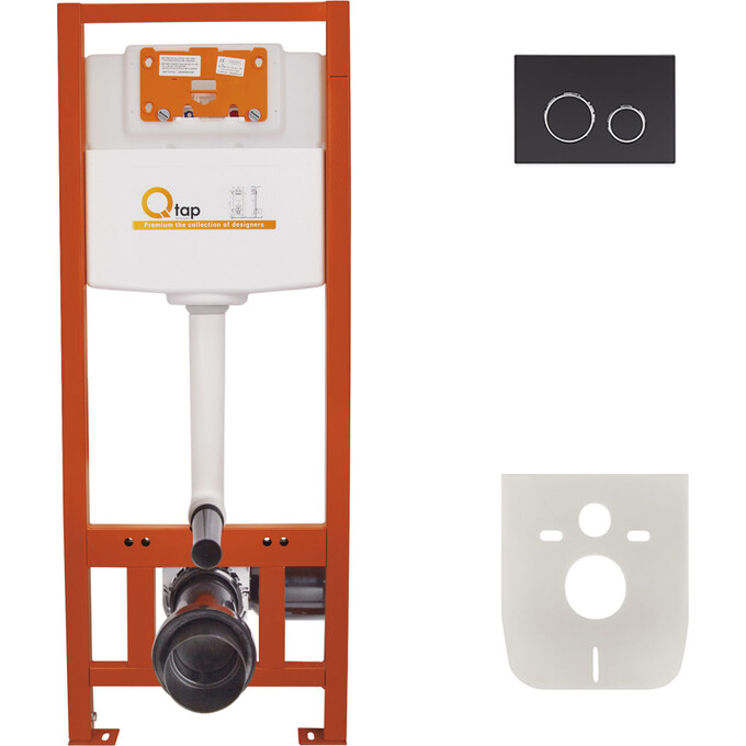 Система инсталляции для унитаза Qtap Nest ST QT0133M425M11V1146MB 4 в 1 (клавиша смыва, звукоизоляционная прокладка, крепление), фото 