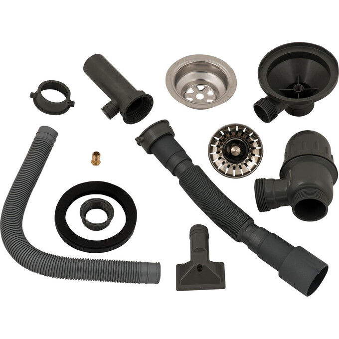 Сифон для кухонной мойки Lidz 47 01 002 01 (LIDZGRA470100201, черный, с дополнительным отводом), фото 2