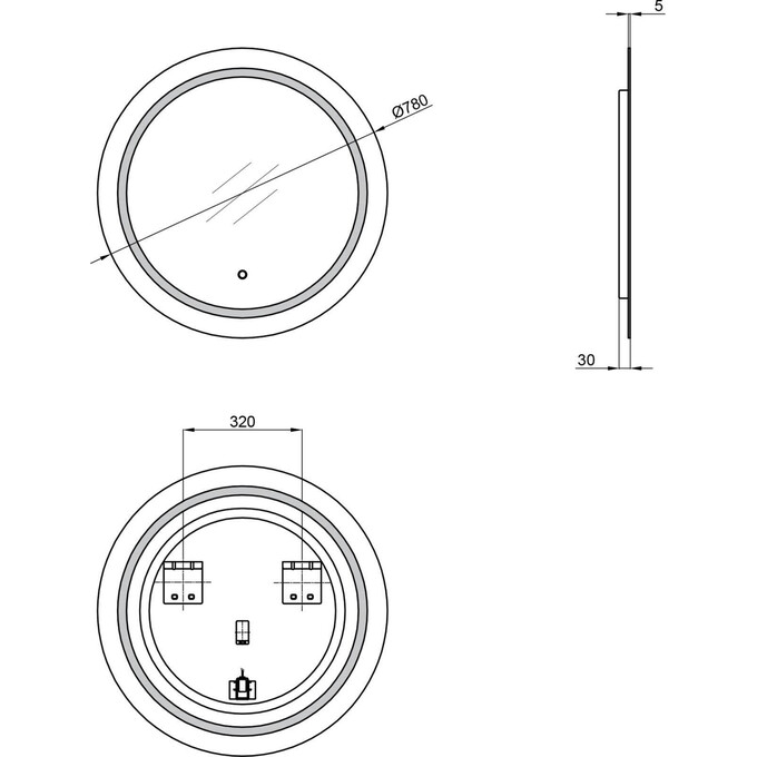 Зеркало для ванной комнаты Qtap Jay R780 QT0778250378W (78x78 см, белое, с LED-подсветкой, сенсорное), фото 7