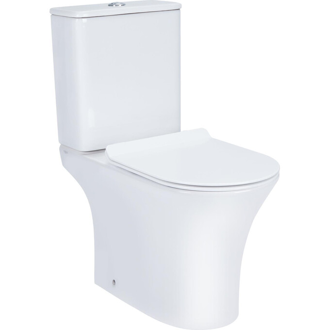 Безободковый унитаз-компакт Qtap Presto QT24221217AW (с сиденьем), фото 