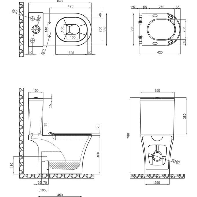 Безободковый унитаз-компакт Qtap Presto QT24221217AW (с сиденьем), фото 15