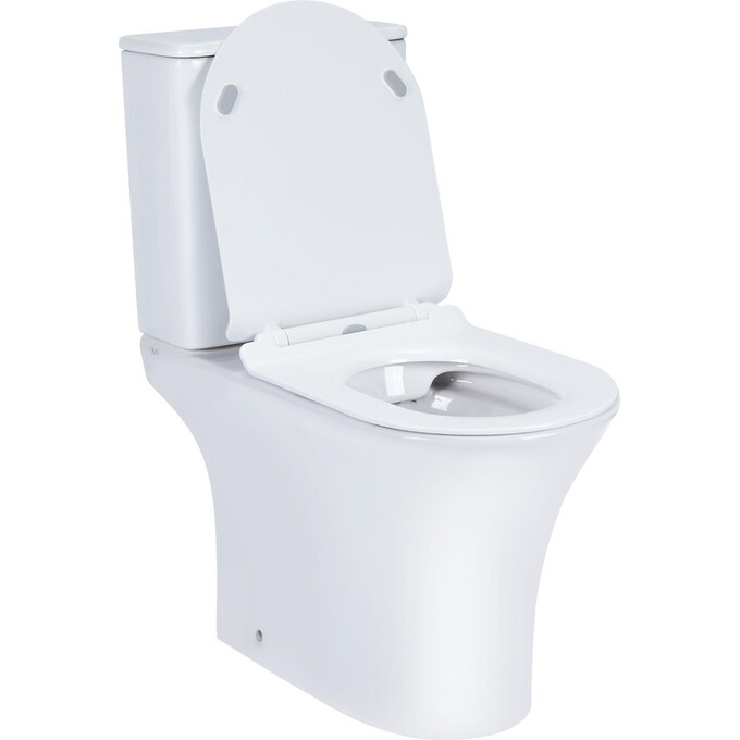 Безободковый унитаз-компакт Qtap Presto QT24221217AW (с сиденьем), фото 3