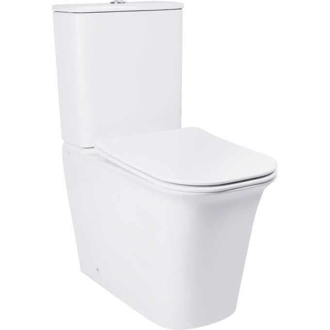 Безободковый унитаз-компакт Qtap Nando QT12221222AW (с сиденьем), фото 