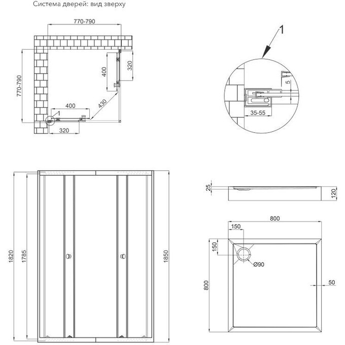 Набор Qtap PRECRM1088SP5SET: душевая кабина Presto PRECRM1088SP5 + поддон Tern TERN308812C, фото 18