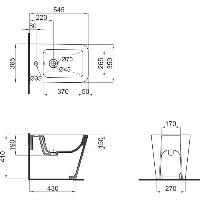 Біде підлогове Qtap Crow QT05443370W, фото , изображение 7
