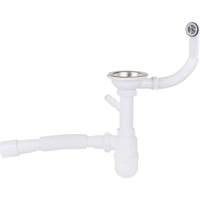 Сифон для кухонной мойки Lidz 60 08 E001 01 ECO (LK01, с дополнительным отводом), фото 